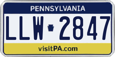 PA license plate LLW2847