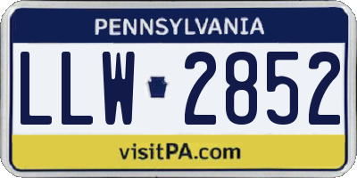 PA license plate LLW2852