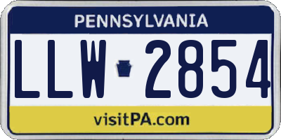 PA license plate LLW2854