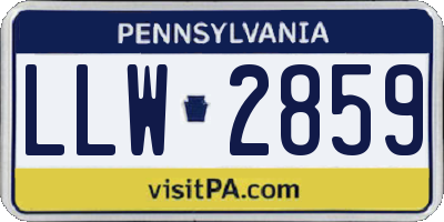 PA license plate LLW2859