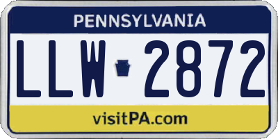 PA license plate LLW2872