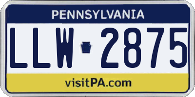 PA license plate LLW2875