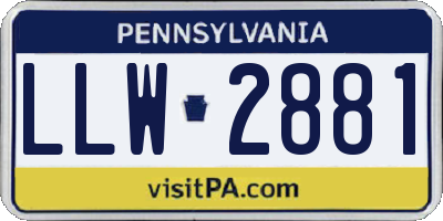 PA license plate LLW2881