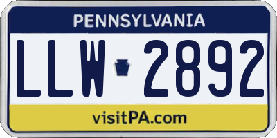 PA license plate LLW2892