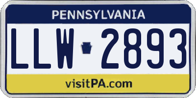 PA license plate LLW2893