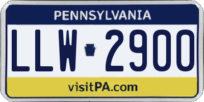 PA license plate LLW2900