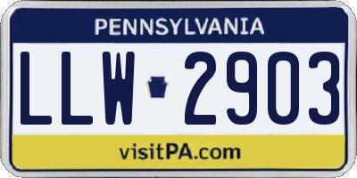 PA license plate LLW2903