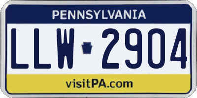 PA license plate LLW2904