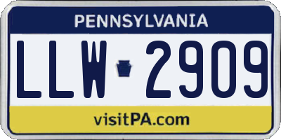 PA license plate LLW2909