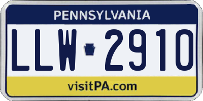 PA license plate LLW2910