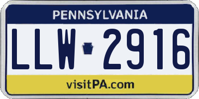 PA license plate LLW2916