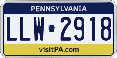 PA license plate LLW2918