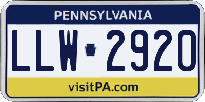 PA license plate LLW2920