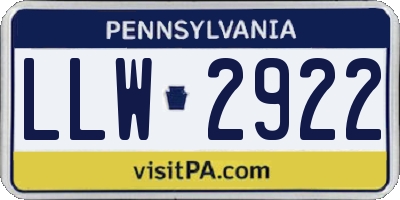PA license plate LLW2922