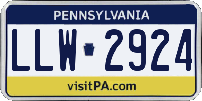 PA license plate LLW2924