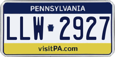 PA license plate LLW2927