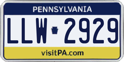 PA license plate LLW2929