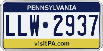 PA license plate LLW2937