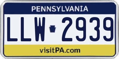 PA license plate LLW2939