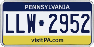 PA license plate LLW2952