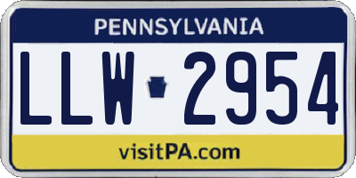 PA license plate LLW2954