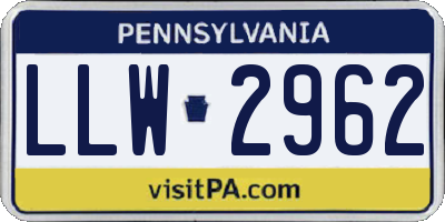 PA license plate LLW2962