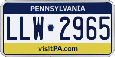 PA license plate LLW2965