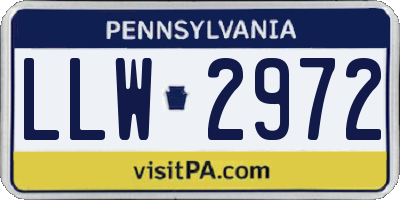 PA license plate LLW2972