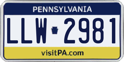PA license plate LLW2981