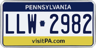PA license plate LLW2982