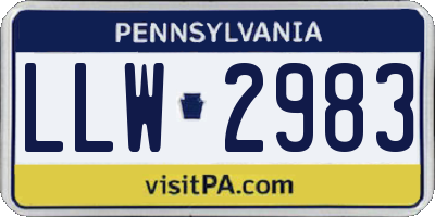 PA license plate LLW2983