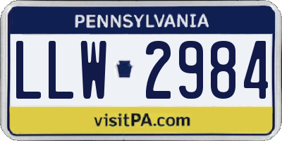 PA license plate LLW2984