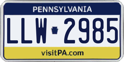PA license plate LLW2985