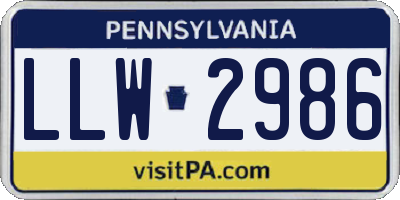 PA license plate LLW2986