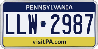 PA license plate LLW2987