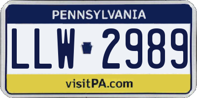 PA license plate LLW2989