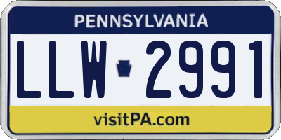 PA license plate LLW2991