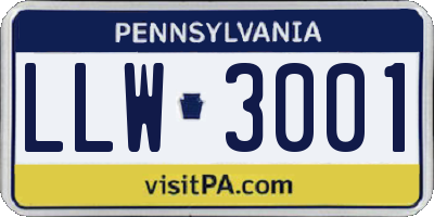 PA license plate LLW3001