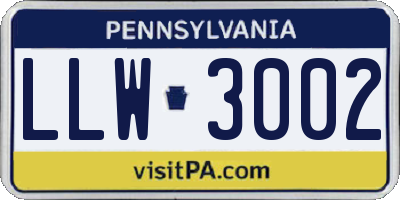 PA license plate LLW3002