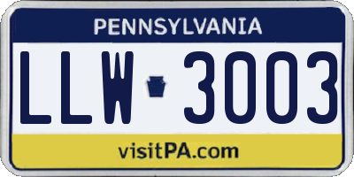 PA license plate LLW3003