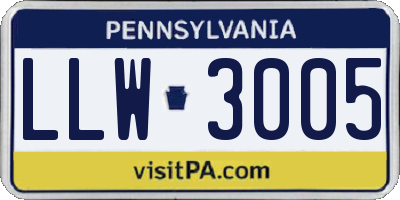 PA license plate LLW3005