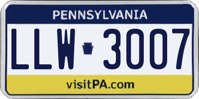 PA license plate LLW3007