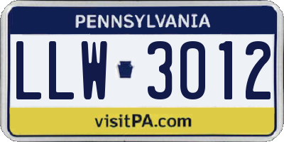 PA license plate LLW3012