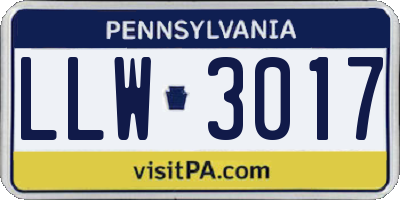 PA license plate LLW3017