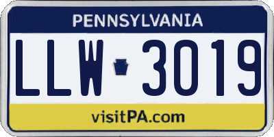 PA license plate LLW3019