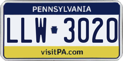PA license plate LLW3020