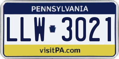 PA license plate LLW3021