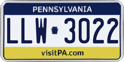 PA license plate LLW3022