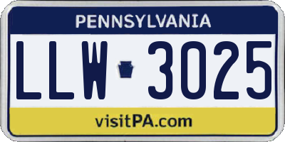 PA license plate LLW3025