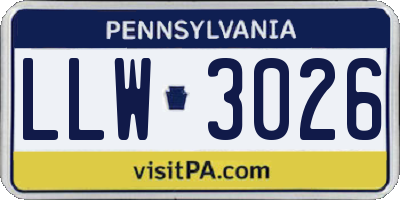 PA license plate LLW3026